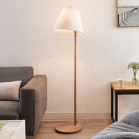 Lucande - gebraucht] Jinda Stehlampe Stehleuchte Lampe Leuchte Holzgestell Design Stoff weiß von LUCANDE