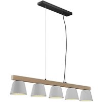 Lucande - gebraucht] Kalinda Hängeleuchte Pendelleuchte Deckenlampe Beton Holz 5 Flammig 784 B-Ware von LUCANDE