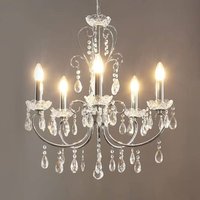 Gebraucht] Lucande Kronleuchter Deckenlampe Deckenleuchte Solveig Mit Kristallen 5 Fl Chrom B-Ware von LUCANDE