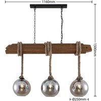 Lucande - gebraucht] Mevan Hängeleuchte Mit Holzbalken Smoke Deckenlampe Pendelleuchte E27 B-Ware von LUCANDE