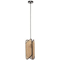 Lucande - Bassiola Hängelampe aus Bambus, 1-flammig - Schwarz, Holz hell von LUCANDE