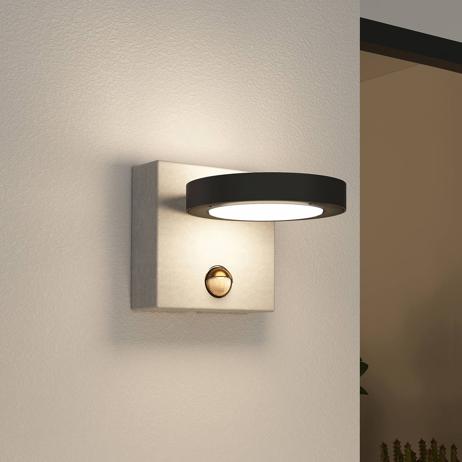 Lucande Belna LED-Außenwandlampe, beton, Sensor von LUCANDE