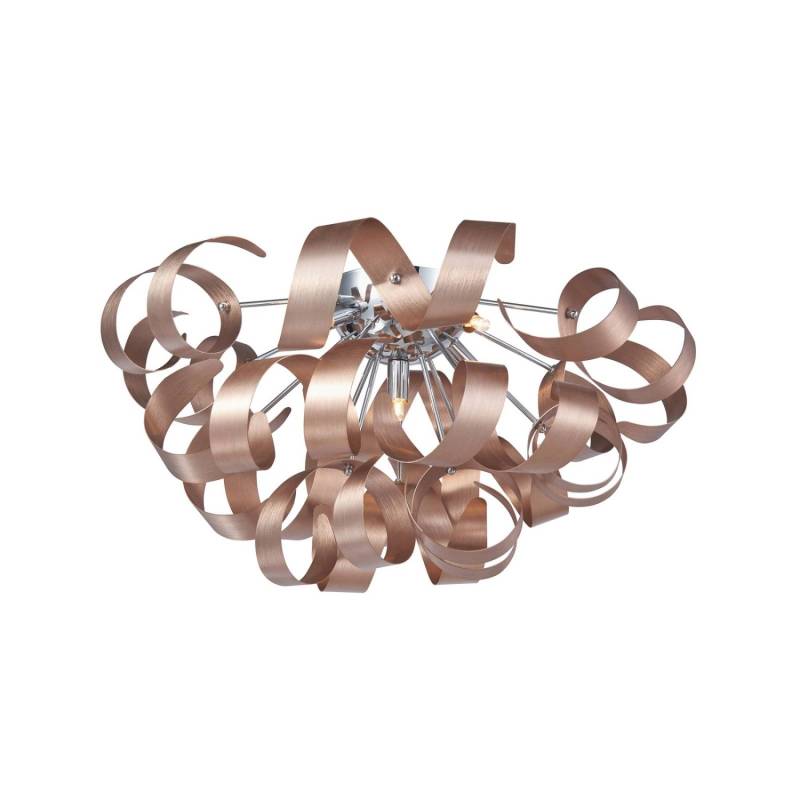 Lucande Deckenlampe Kaelor 10020081 Design Modern in Kupfer aus Aluminium 5-flammig G9 Wohnzimmerleuchte von LUCANDE