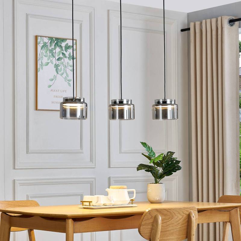 Lucande Diano Hängeleuchte, rauchgrau, dreiflammig von LUCANDE