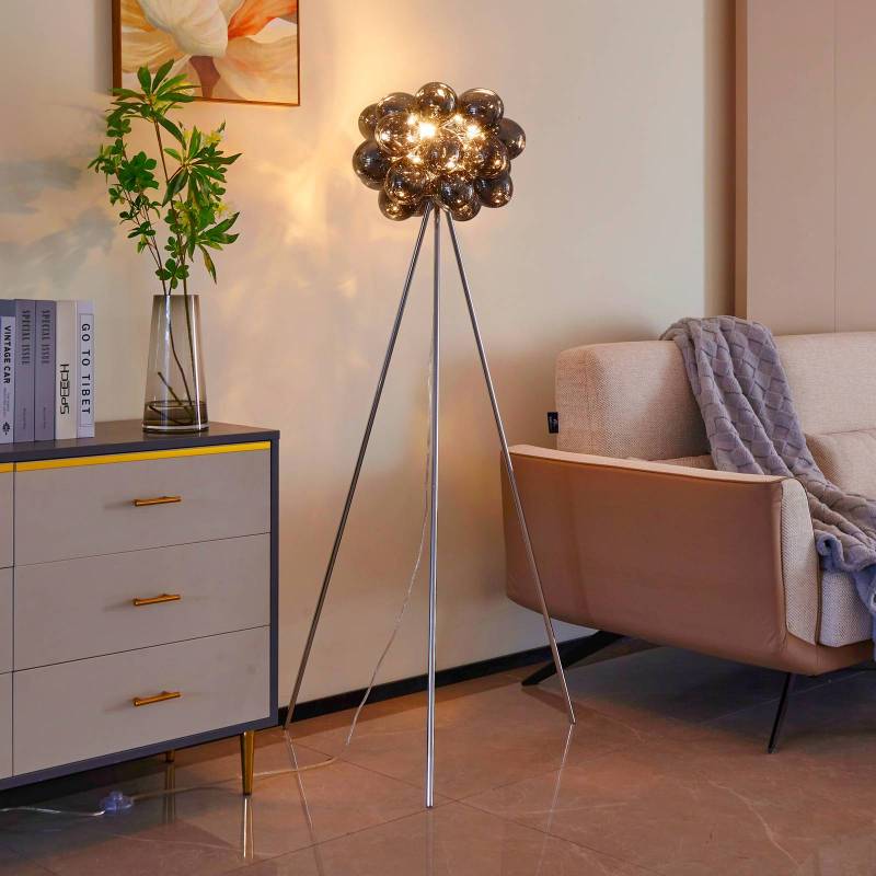 Lucande Stehleuchte Diborah, rauchgrau, Glas, 150 cm, G9 Lucande Stehleuchte Diborah, rauchgrau, Glas, 150 cm, G9 von LUCANDE