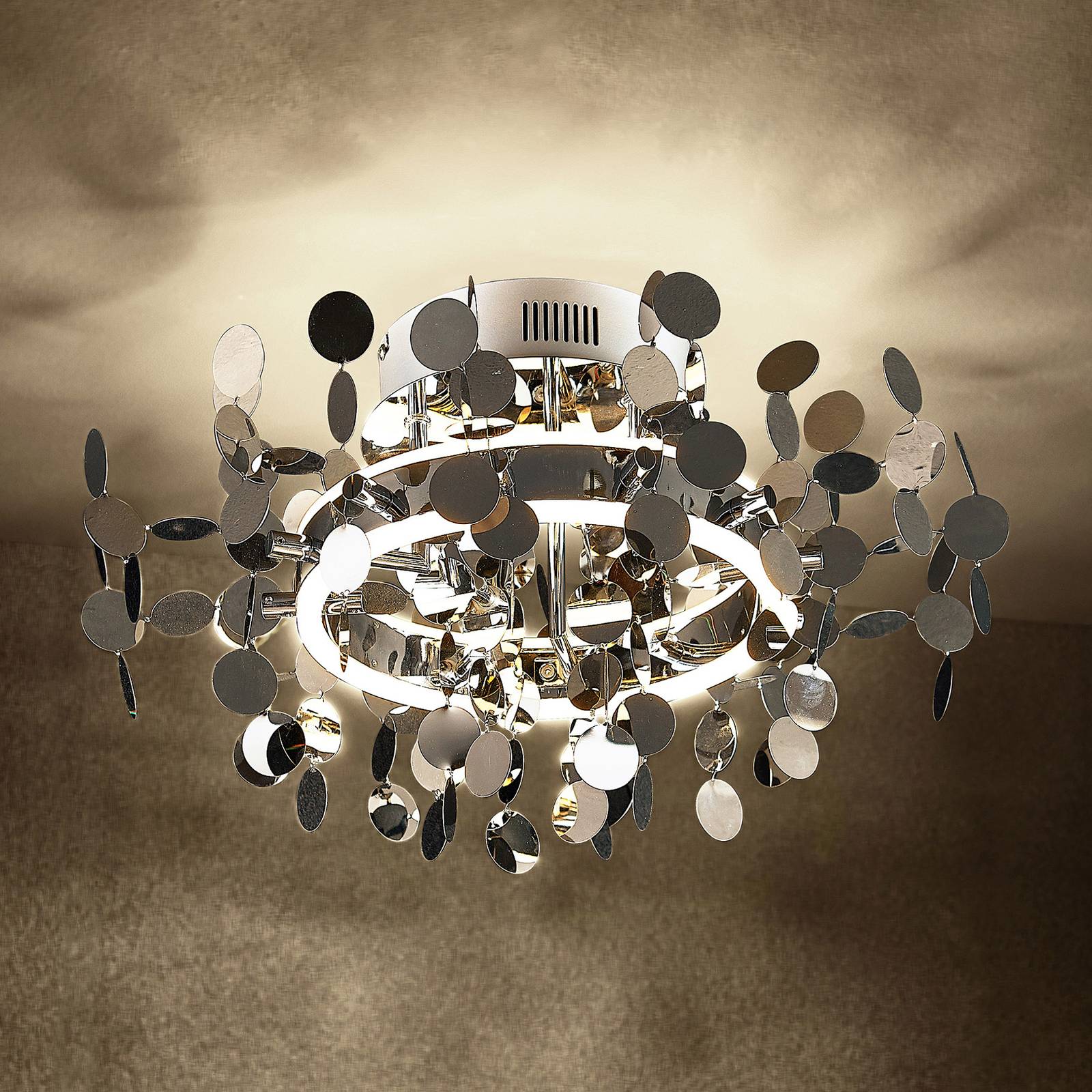 Lucande Glimmo LED-Deckenleuchte, chrom von LUCANDE