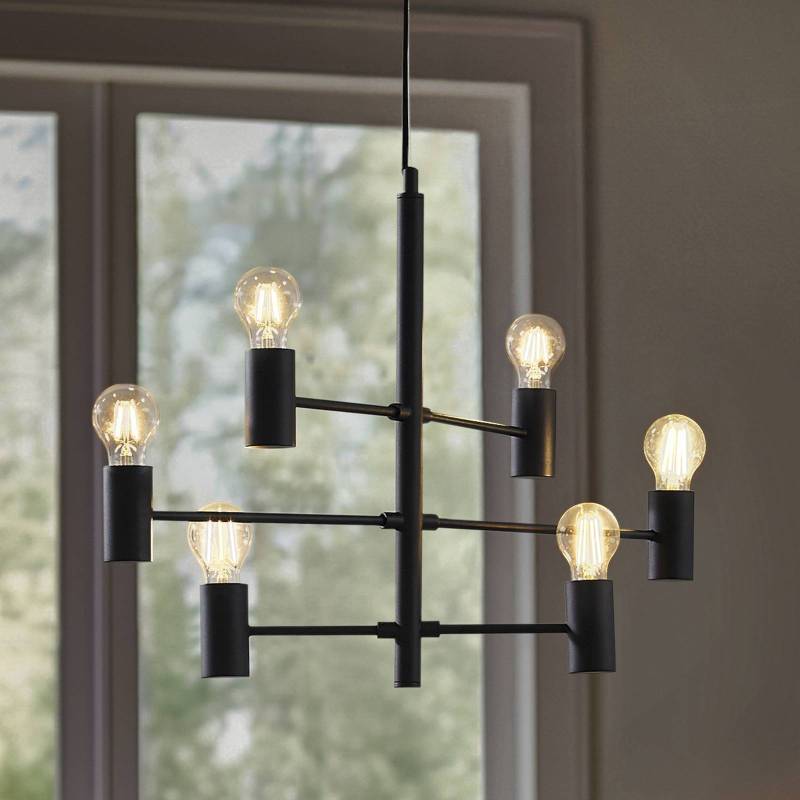 Lucande Hängeleuchte Aidas, schwarz, Metall, 6-flammig Lucande Hängeleuchte Aidas, schwarz, Metall, 6-flammig von LUCANDE