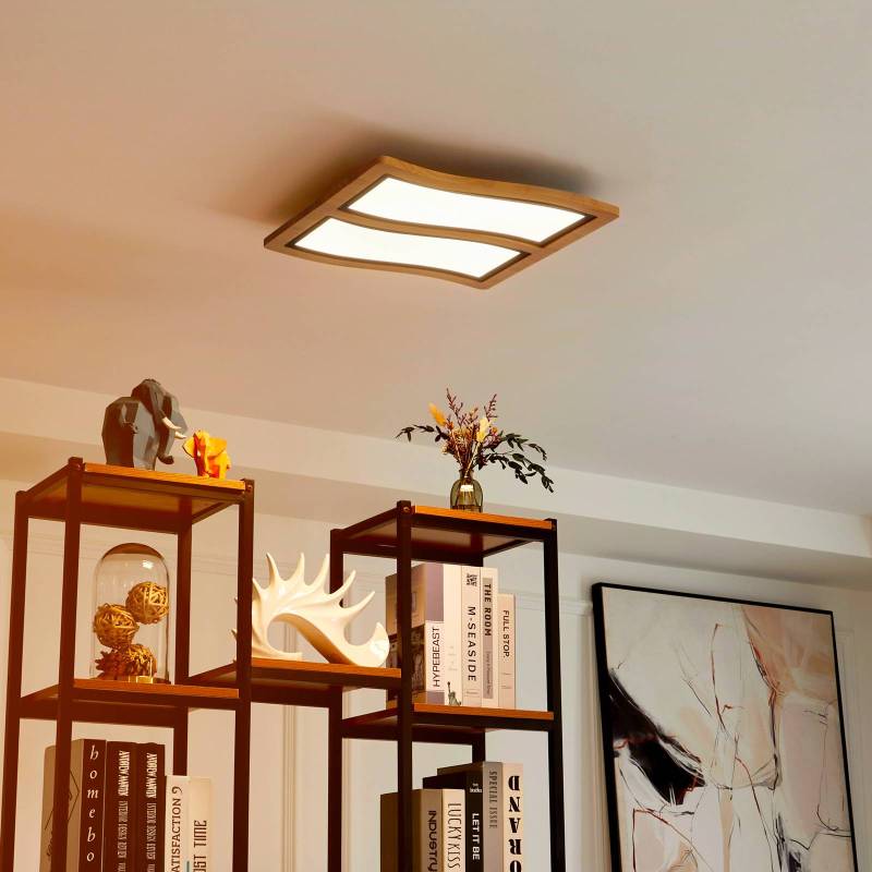 Lucande LED-Deckenleuchte Joren, 48 cm lang, Holz, 2-flammig von LUCANDE