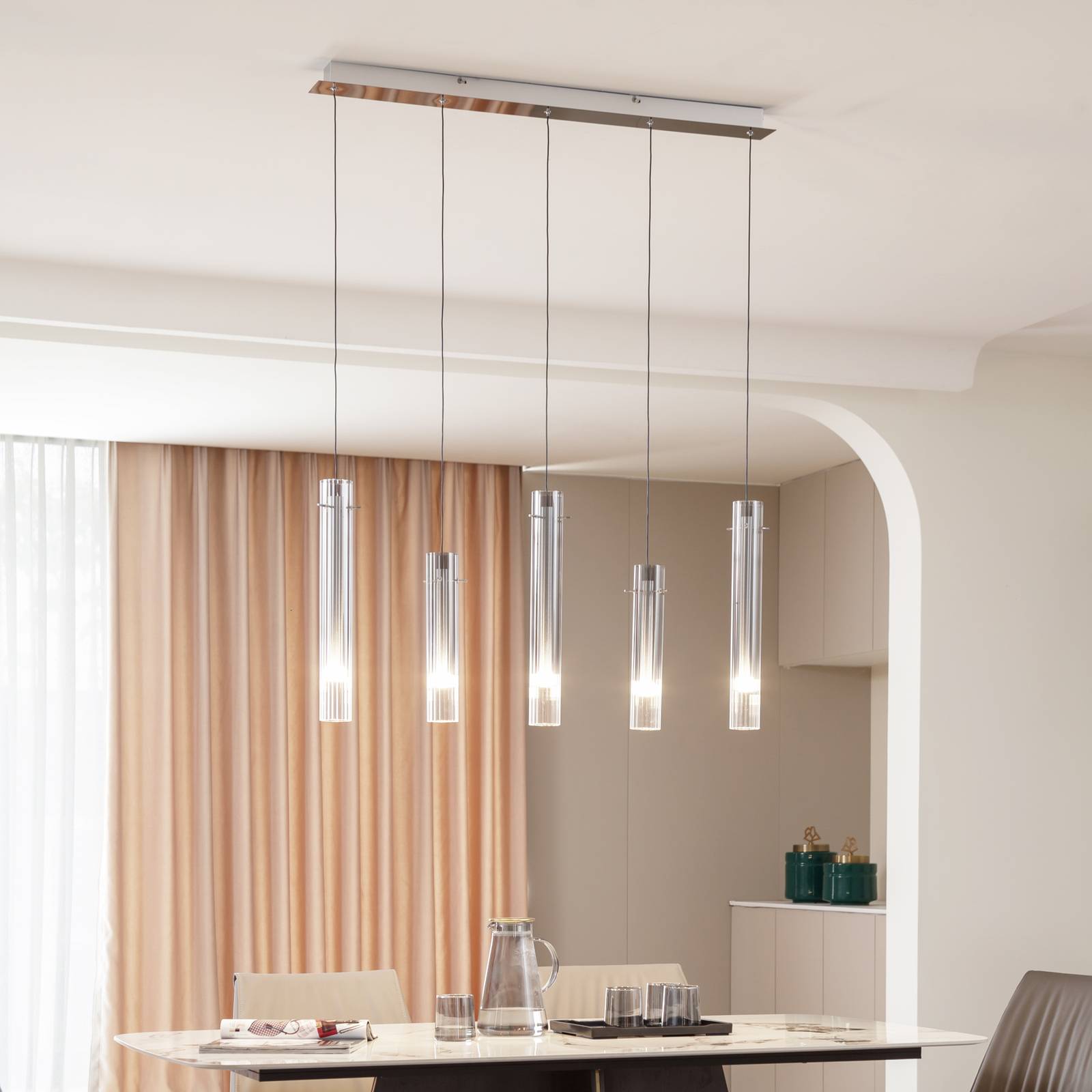Lucande LED-Deckenleuchte Korvitha, 5-flammig, grau, Glas Lucande LED-Deckenleuchte Korvitha, 5-flammig, grau, Glas von LUCANDE