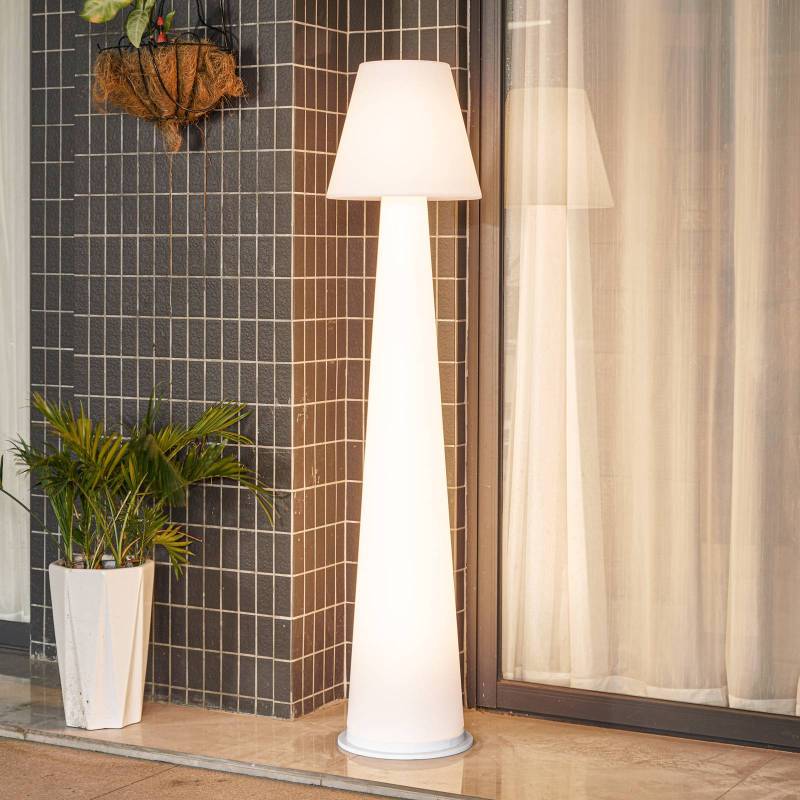 Lucande LED-Akku-Terrassenleuchte Gauri, weiß, 153 cm, IP44 von LUCANDE