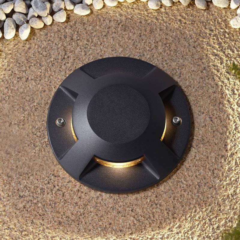 Lucande LED-Bodenstrahler Jeffrey, schwarz, 4-flg., Ø 20 cm von LUCANDE