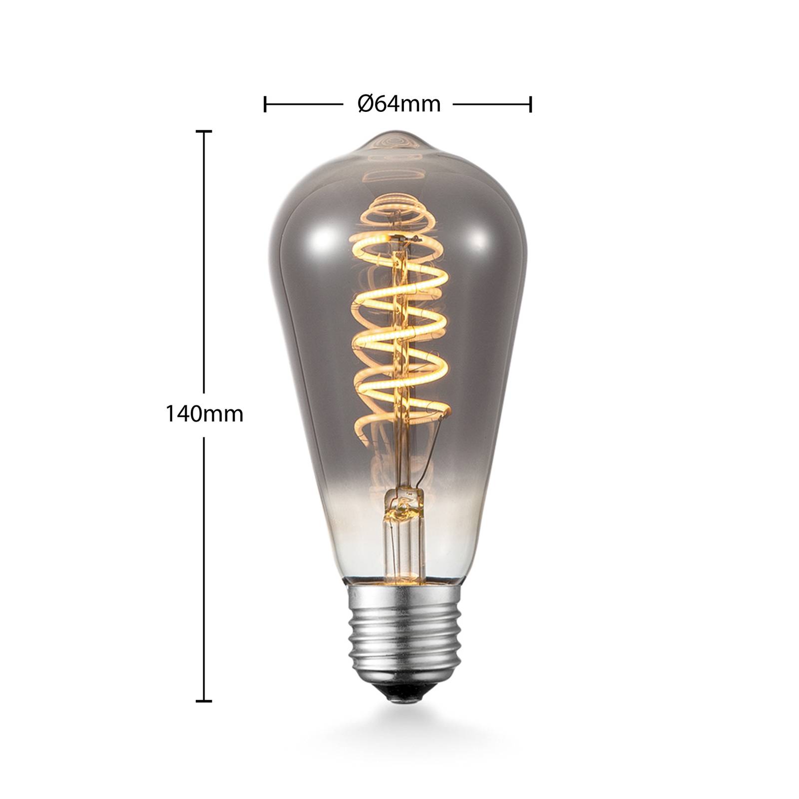 Lucande LED-Lampe E27 ST64 4W 1.800K dimmbar smoke von LUCANDE