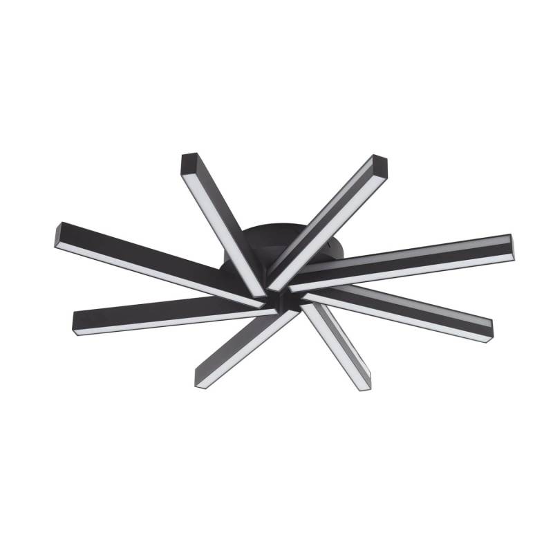 Lucande LED Smart Home Deckenlampe Tjado 10013020 Dimmbar mit Leselampe Modern in Schwarz aus Metall 8-flammig Wohnzimmerleuchte von LUCANDE