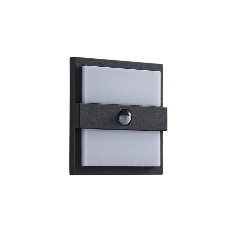 Lucande LED Wandleuchte Außen Gylfi 9619232 mit Bewegungsmelder Spritzwassergeschützt Modern in Schwarz aus Aluminium 48-flammig von LUCANDE