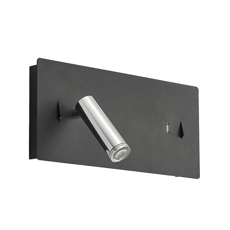 Lucande LED Wandleuchte Wandlampe Innen Kimo 9976124mit USB Anschluss Modern in Schwarz aus Metall 2-flammig Wohnzimmerleuchte von LUCANDE