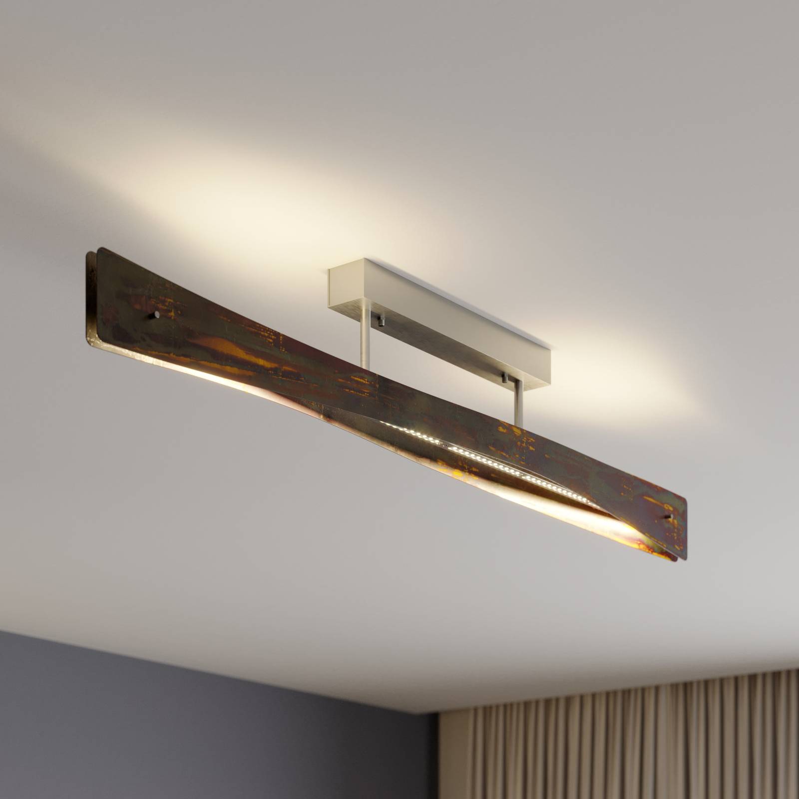 Quitani LED-Deckenlampe Lian, gold oxidiert von quitani