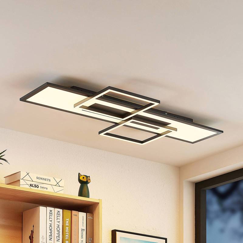 Lucande LED-Deckenlampe Narumi, CCT, 110cm, schwarz, Alu von LUCANDE