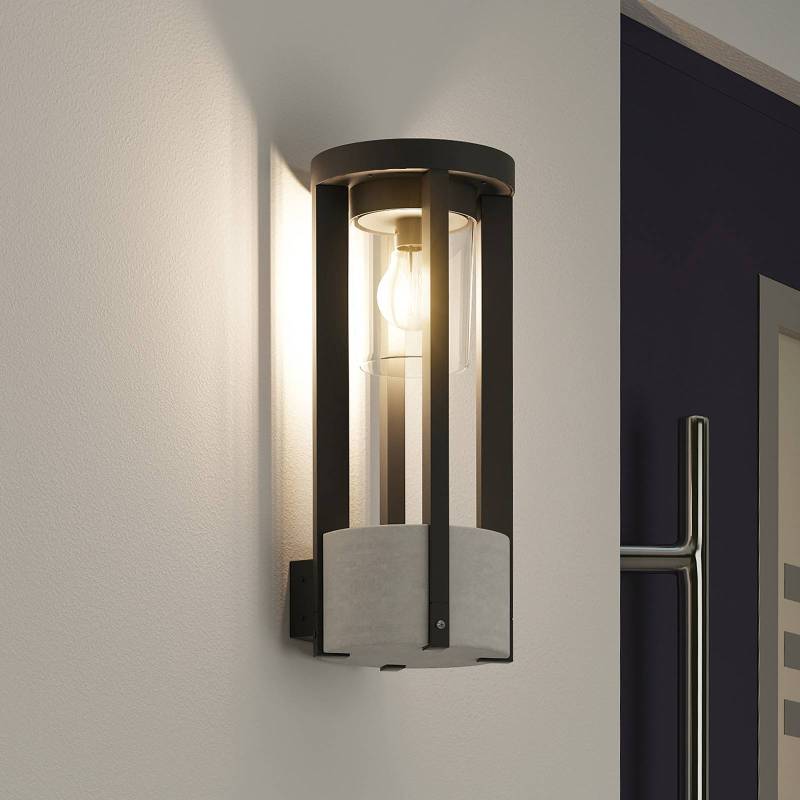 Lucande Außenwandlampe Overa, grau, Metall, 42 cm, IP44, E27 von LUCANDE
