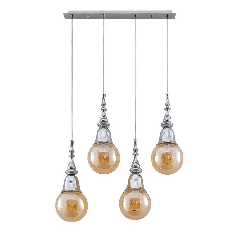 Lucande Pendelleuchte Gesja 9920025 Modern in Chrom aus Metall 4-flammig E27 Wohnzimmerleuchte von LUCANDE