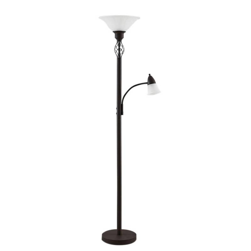 Lucande Stehlampe Dunja 9620273 Landhaus Vintage Rustikal in Braun aus Metall 2-flammig E27 Wohnzimmerleuchte von LUCANDE