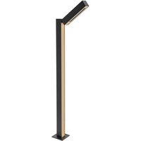 Taskalin LED-Wegeleuchte, 1-flammig, 90 cm - Schwarz, Holz hell - Lucande von LUCANDE