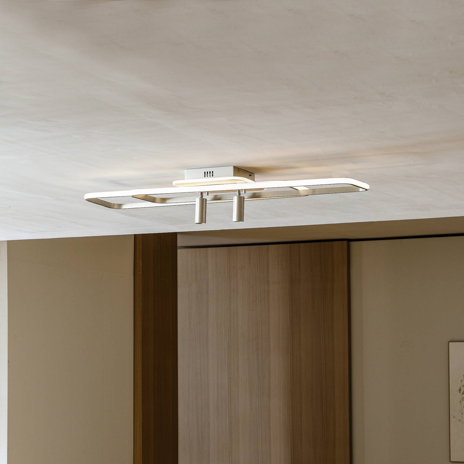Lucande Tival LED-Deckenlampe, lang, nickel von LUCANDE