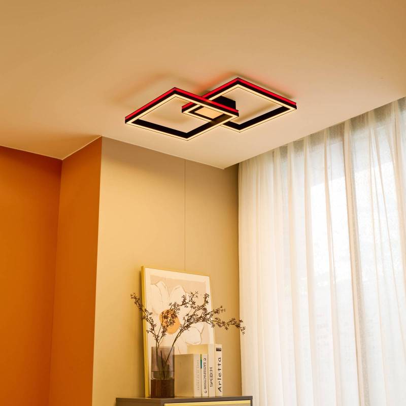 Lucande Smart LED-Deckenlampe Tjado, 85cm, schwarz, RGB, CCT von LUCANDE