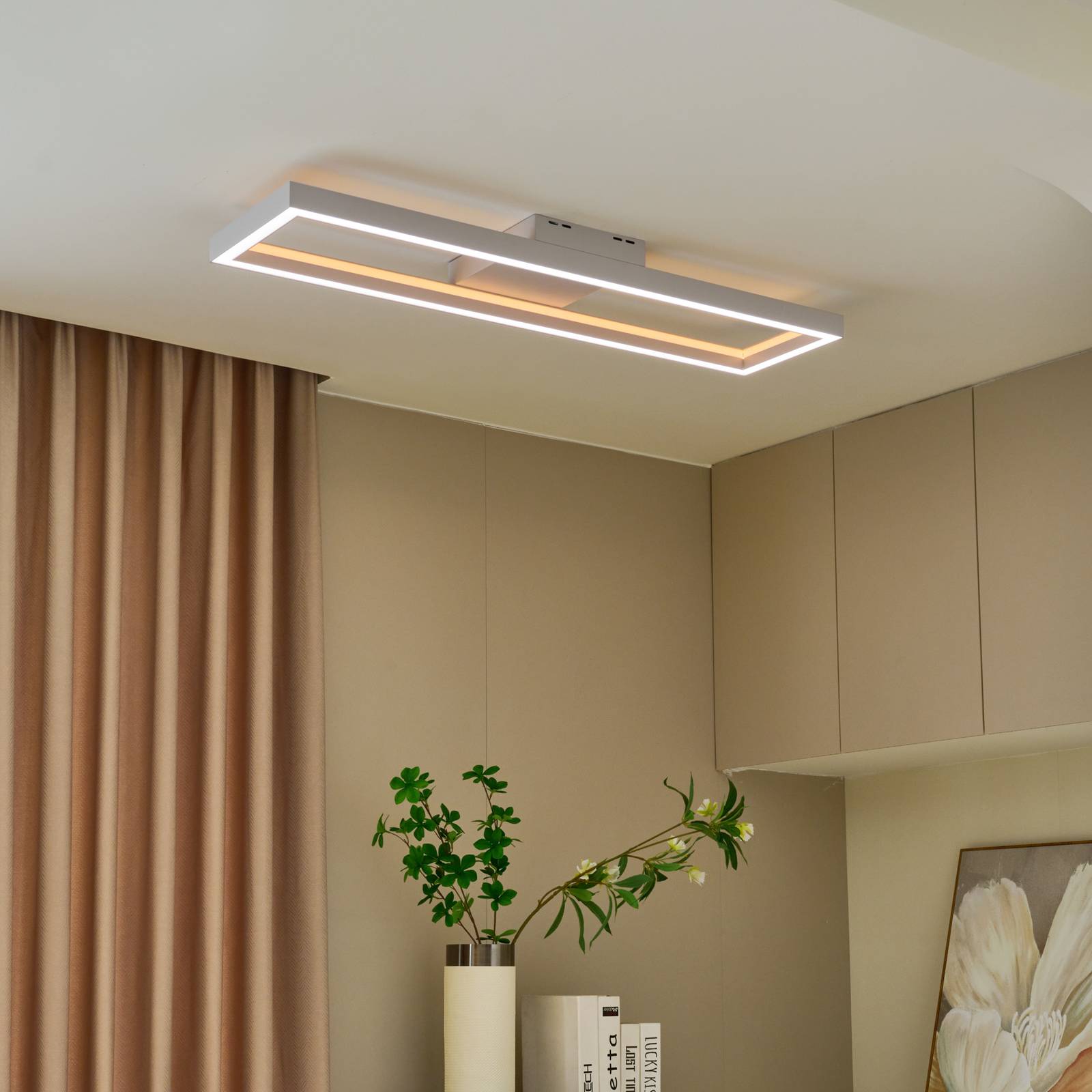 Lucande Smart LED-Deckenleuchte Tjado, 100 cm, weiß, RGBW von LUCANDE