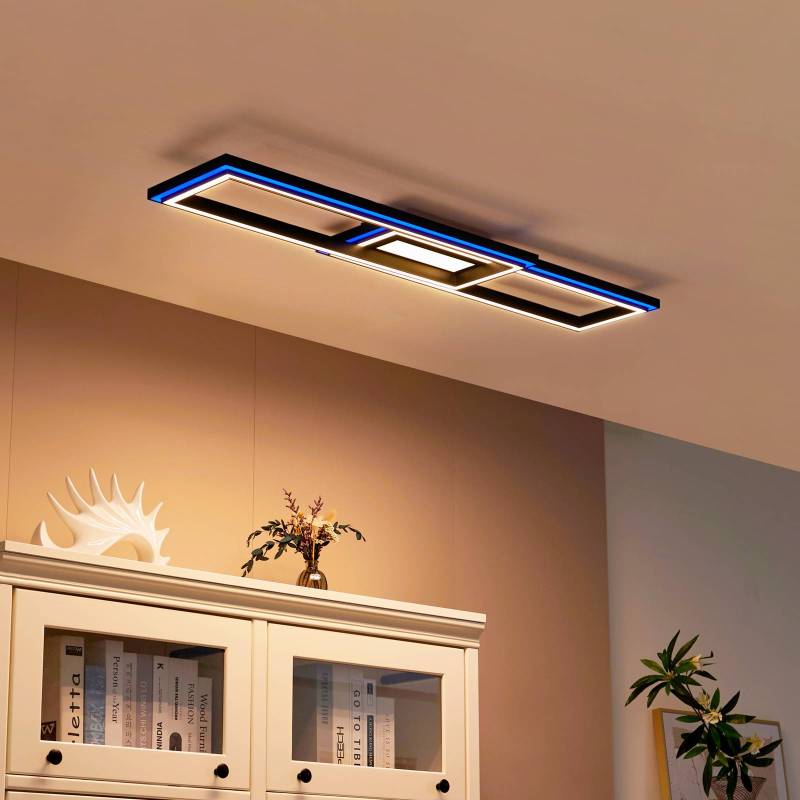 Lucande Smart LED-Deckenleuchte Tjado 115 cm schwarz RGB CCT von LUCANDE