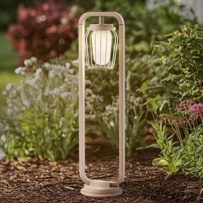 Lucande Wegeleuchte Chandan, 90 cm, beige, Metall, IP54 von LUCANDE