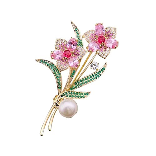 LUCBEI Pins Elegante und schöne Orchideen-Brosche High-End-Luxus-Blumen-Pin-Anzug-Mantel-Kragen-Dekoration Frauenbrosche von LUCBEI