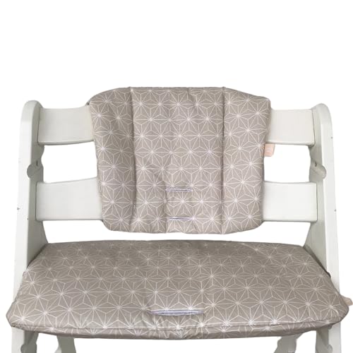 Lucca Kids, Hochstuhl-Sitzkissen, Einfache Reinigung, rutschfest, Kompatibel mit Hauck Alpha und ähnlichen Hochstühlen, Japanische Sterne Beige von LUCCA kids