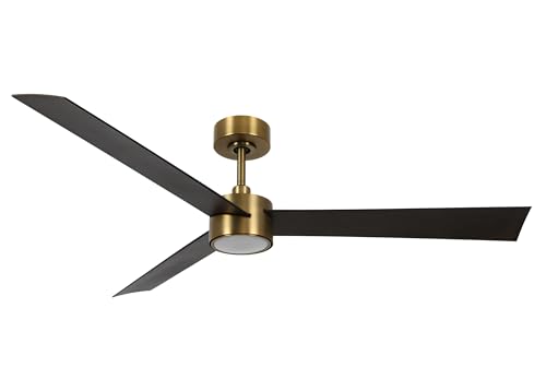 LUCCI AIR Climate IV Deckenventilator mit LED Leuchte, 3 Flügel, 132 cm Durchmesser, leiser + sparsamer Motor, 6 Geschwindigkeiten, inklusive Fernbedienung und Leuchtmittel (Messing/Walnuss) von LUCCI AIR
