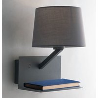 Wandlampe ciak Grau mit Stoff Lampenschirm, usb Lampe mit Ladefunktion & Ablage von LUCE AMBIENTE DESIGN