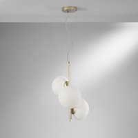 Luce Ambiente E Design - Goldfarbener Metall-Hängeleuchter mit 3 weißen Glasschirmen für Wohnzimmer Ripple von LUCE AMBIENTE E DESIGN