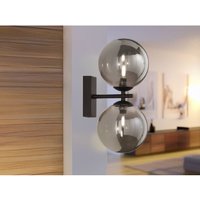 Wandleuchte HONEY mit Schalter, Schwarz - Glaskugeln Rauchglas, Höhe 34cm von LUCE AMBIENTE E DESIGN