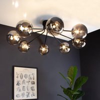 Deckenleuchte neptun 8 flammig Schwarz - Glaskugeln Rauchglas 88x80cm von LUCE DESIGN