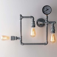 Luce Design - Innen Wandleuchte amarcord 3-flammig in Wasserrohr Optik, Grau antik von LUCE DESIGN