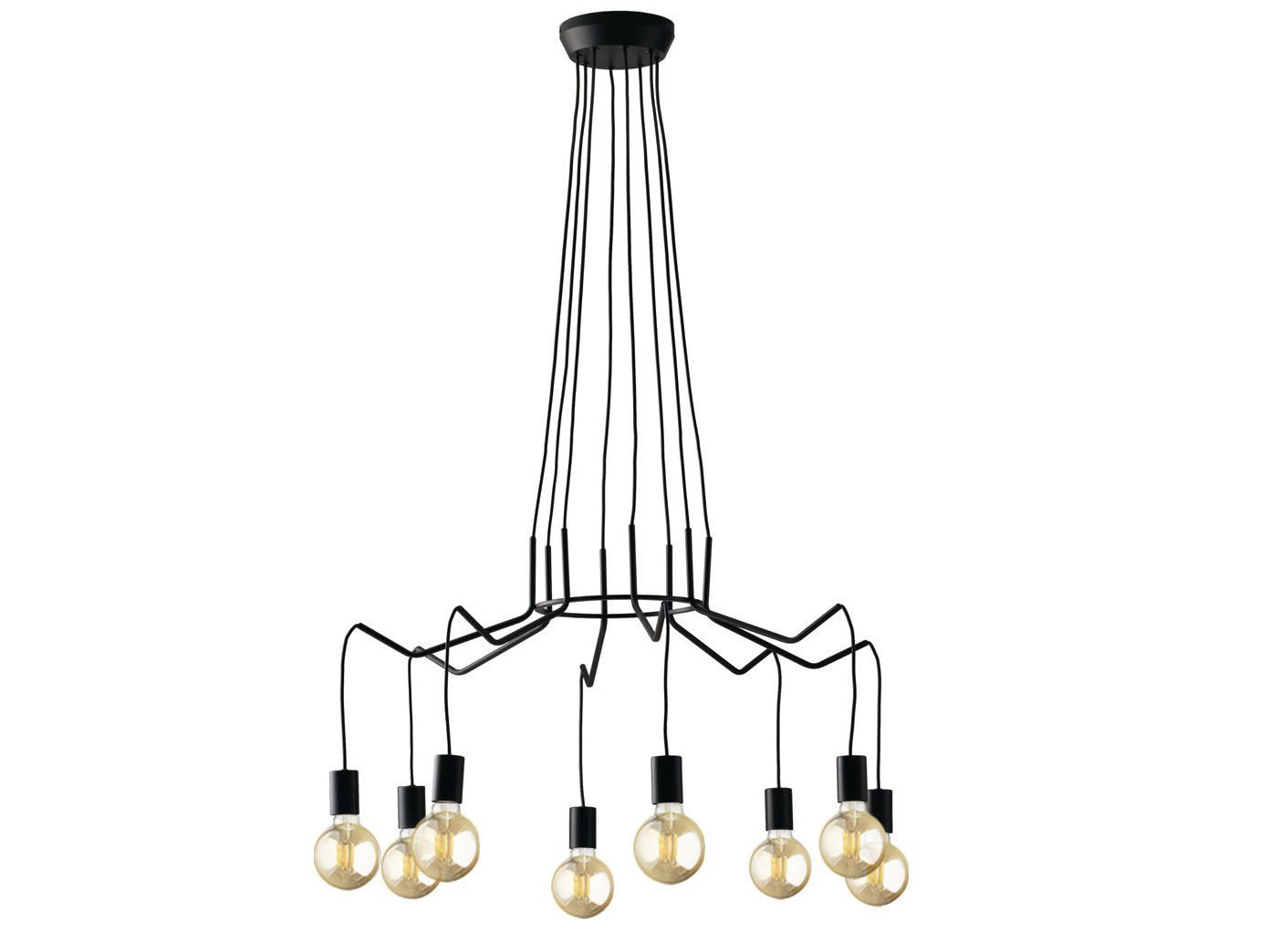 LUCE Design LED Kronleuchter, Dimmfunktion, LED wechselbar, warmweiß, modern, Industrial Pendelleuchte Schwarz für über-n Esstisch, Ø 85cm von LUCE Design