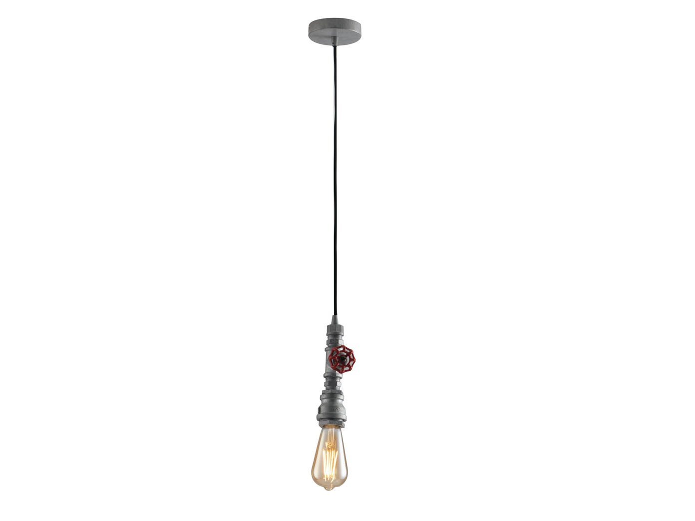 LUCE Design LED Pendelleuchte, LED wechselbar, warmweiß, klein-e Industrie-design Rohr Lampe über Esstisch hängend, Grau 120cm von LUCE Design