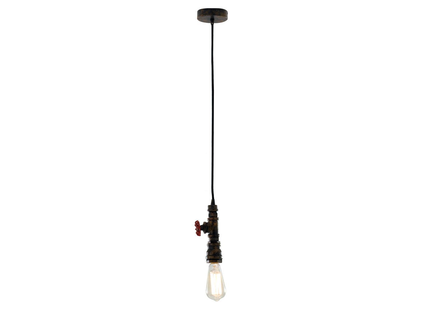 LUCE Design LED Pendelleuchte, LED wechselbar, warmweiß, klein-e Industrie-design Rohr Lampe über Esstisch hängend, Rost 120cm von LUCE Design