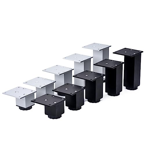 LUCEAE Möbelbeine, 4Pcs Quadratrohr Verstellbare Aluminiumlegierung Möbelbeine Zum Erhöhung Der Sofa -Küchenschranktisch/White/12Cm von LUCEAE