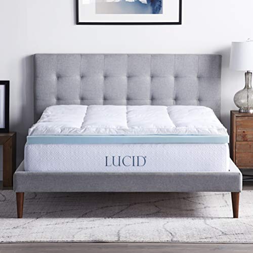 LUCID 4 Inch Down Alternative and Gel Memory Foam Mattress Topper - Three Toppers In One - King von LUCID