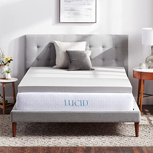 LUCID 7,5 cm Memory Foam Matratzen Topper mit Bambuskohle – mit Bezug für Matratzentopper – rutschfest & maschinenwaschbar – Topper 90x190 cm von LUCID