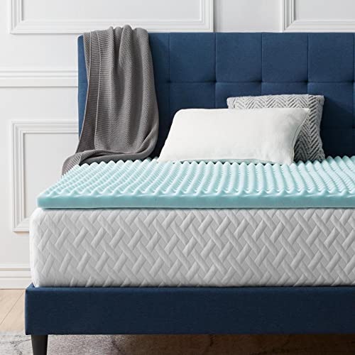 LUCID Matratzen Topper – 5 cm Gel Memory Foam Matratzenauflage, ergonomisch gewellt & atmungsaktiv, Oeko-Tex, 120x200 cm, Blau von LUCID