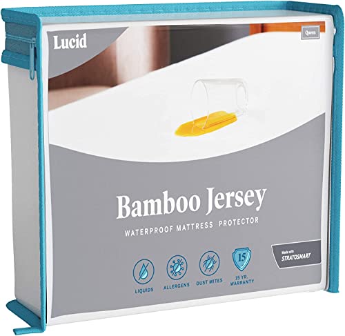 LUCID Matratzenschoner Premium Rayon aus Bambus Jersey – Ultraweich – Wasserdicht – Geräuscharm, 135 x 190 cm von LUCID
