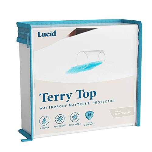 LUCID Premium Matratzenschoner, 100% wasserdicht Protektor, Baumwollmischung, Weiss/opulenter Garten, Queen von LUCID