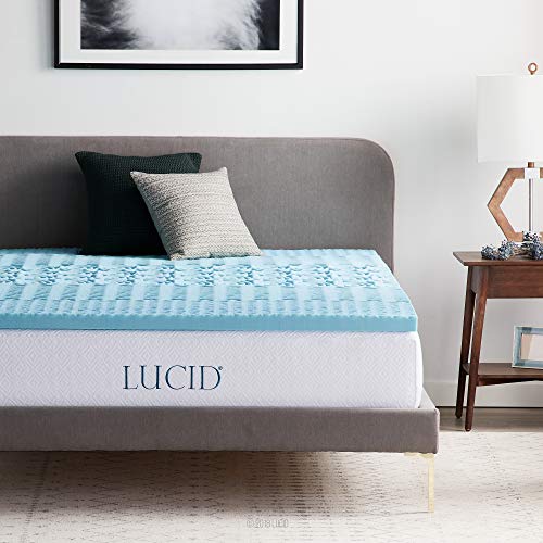 LUCID Matratzen Topper mit 5 Zonen – 5cm Gel Memory Foam Matratzenauflage, atmungsaktiv, Oeko-Tex, 160x200 cm, Blau von LUCID