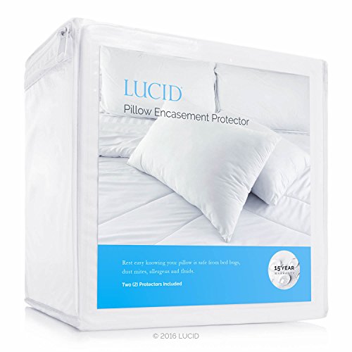 Lucid Matratzenschoner – komplett umhüllt Matratze für wasserfest, allergenfest, Bettwanzenschutz, 15 Jahre Garantie, Textil, King Pillow Protector Set (2) von LUCID
