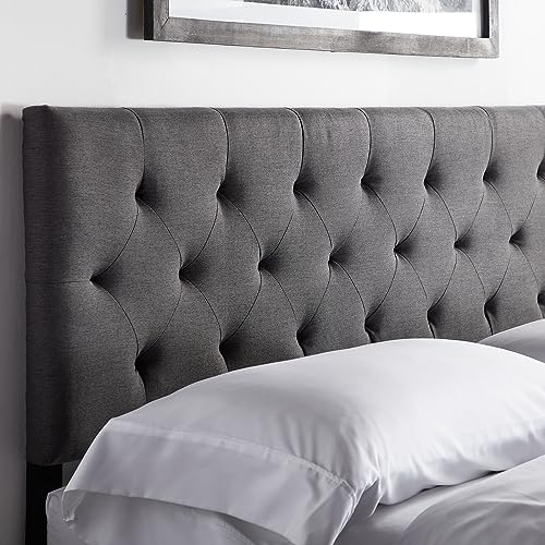 LUCID Gepolstertes Kopfteil – Bett 150 cm – Höhenverstellbar von 85 bis 115 cm, Rauten-Steppung, Charcoal / Dunkelgrau von LUCID